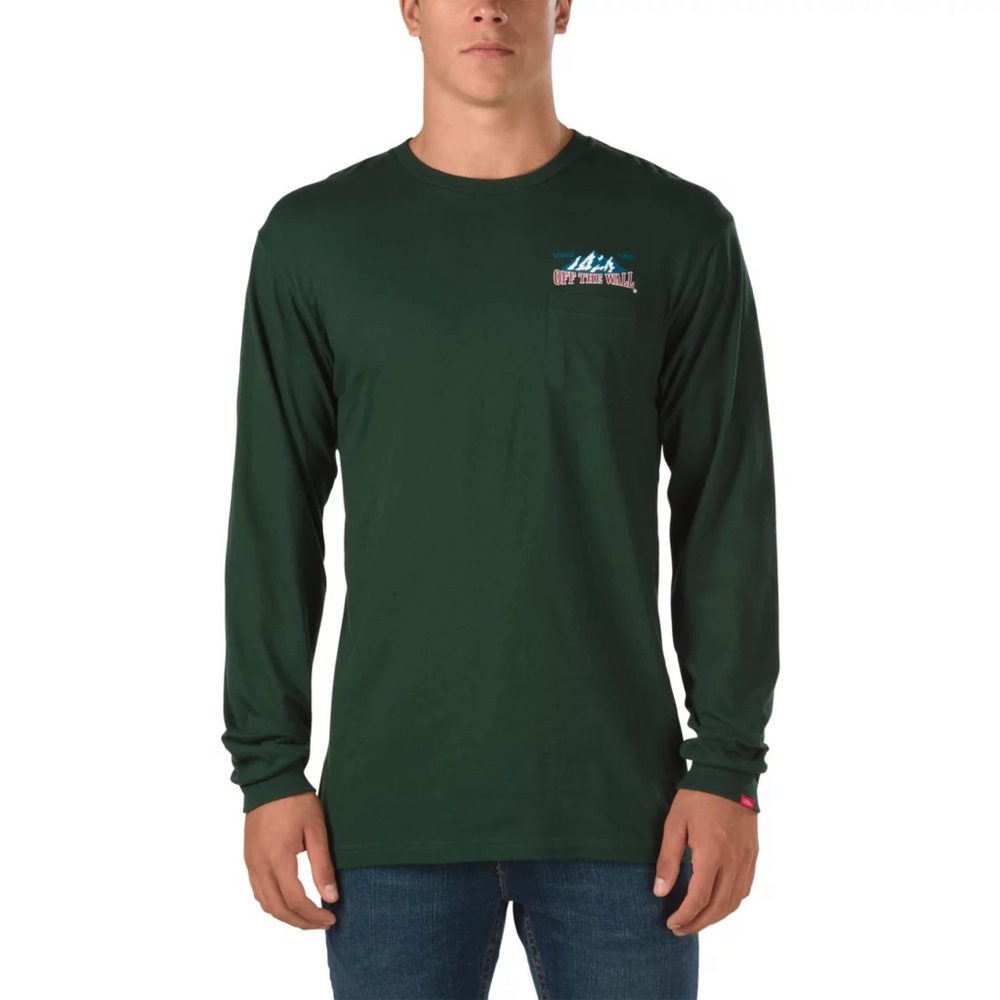 Vans Men’s 66 Summit Long Sleeve Pocket T-Shirt (Forest Green, M)